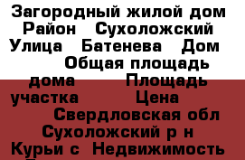 Загородный жилой дом › Район ­ Сухоложский › Улица ­ Батенева › Дом ­ 20 › Общая площадь дома ­ 80 › Площадь участка ­ 800 › Цена ­ 2 700 000 - Свердловская обл., Сухоложский р-н, Курьи с. Недвижимость » Дома, коттеджи, дачи продажа   . Свердловская обл.